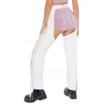 Fringe White Leather Chaps