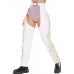 Fringe White Leather Chaps