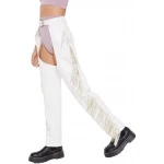 Fringe White Leather Chaps