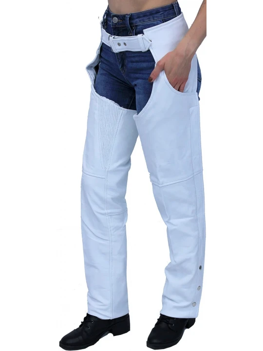 Hidden Zipper Blue Leather Chaps