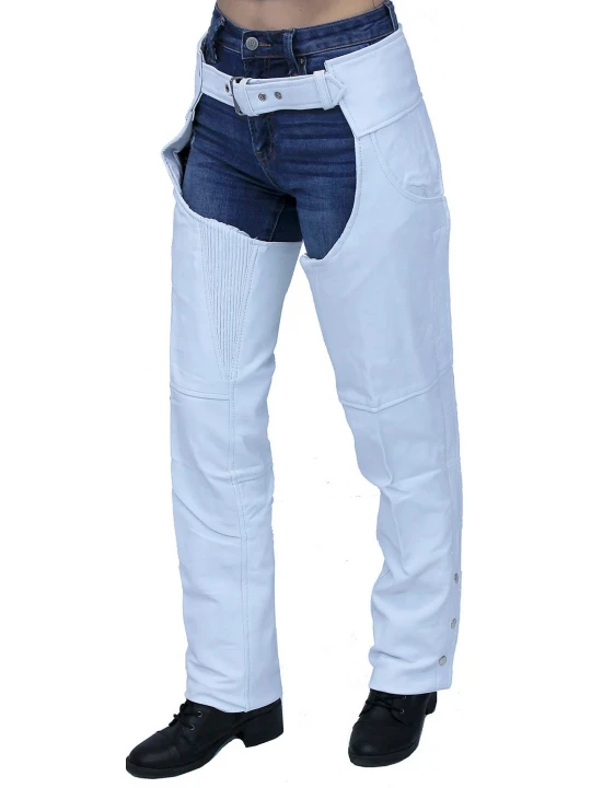Hidden Zipper Blue Leather Chaps