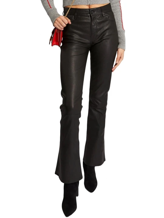 Black Leather Bootcut Jeans