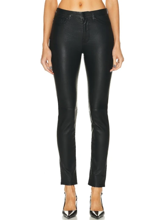 Slim Black Leather Jeans