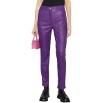 Slim Purple Leather Jeans