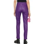 Slim Purple Leather Jeans