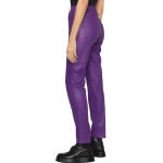 Slim Purple Leather Jeans