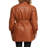Belted Leather Shirt Brown