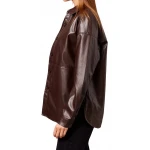 Brown Leather Long Sleeves Shirt