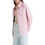 Button Closure Pink Leather Shirt