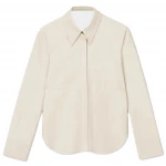 Curves Hem Off White Leather Shirt
