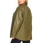 Olive Green Leather Shacket