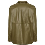 Olive Green Leather Shacket