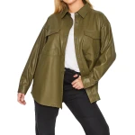 Olive Green Leather Shacket