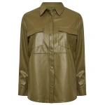 Olive Green Leather Shacket