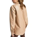 Oversized Shirt In Beige Leather