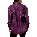 Purple Leather Long Sleeves Shirt