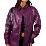Purple Leather Long Sleeves Shirt