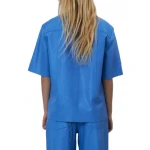 Short Sleeved Leather Shirt In Blue