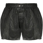 Black Crinkle Leather Shorts