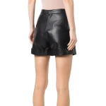 Black Leather Pleat Detailing Shorts