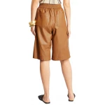 Elasticated Tan Leather Bermuda Shorts