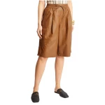 Elasticated Tan Leather Bermuda Shorts