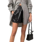 Elasticated Waistband Black Leather Shorts