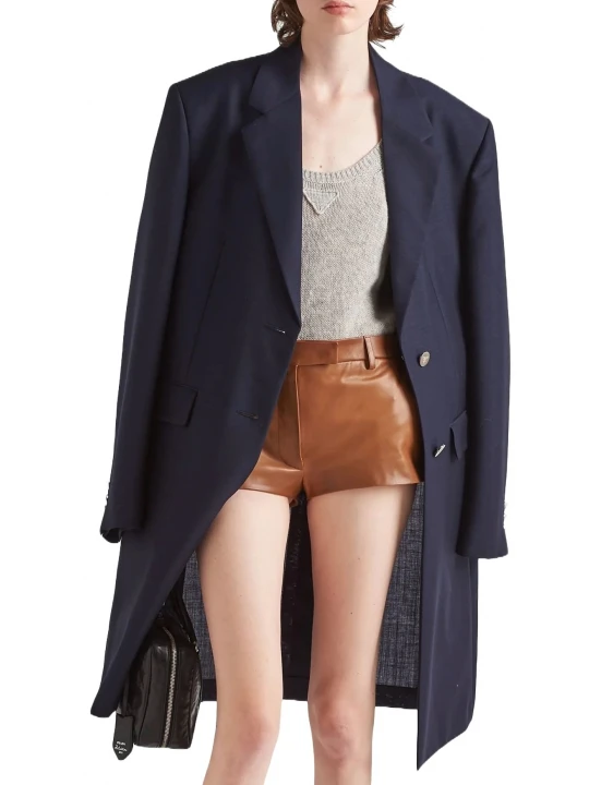 Four Pockets Tan Leather Shorts