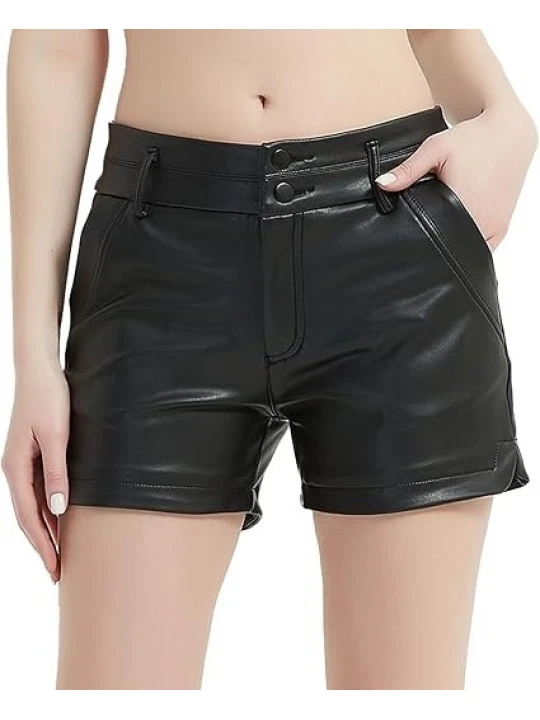 High Waist Black Leather Shorts