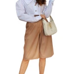 Leather Bermuda Shorts In Beige