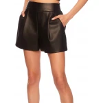 Leather Pleated Shorts In Brown