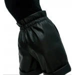 Paperbag Waist Black Leather Shorts