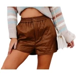 Quilted Brown Leather Shorts