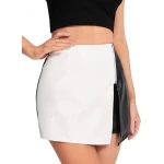 Skirt Look Black And White Leather Shorts