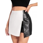 Skirt Look Black And White Leather Shorts
