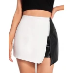 Skirt Look Black And White Leather Shorts