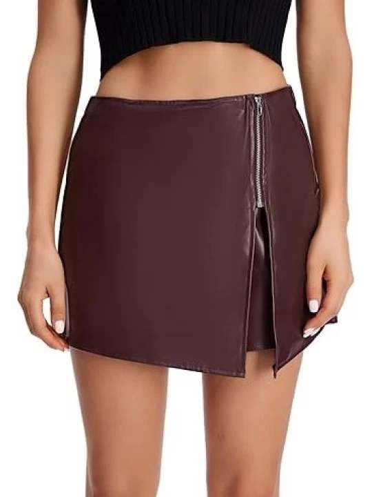 Skirt Look Burgundy Leather Shorts