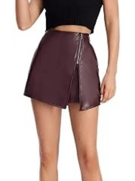 Skirt Look Burgundy Leather Shorts