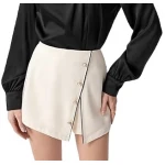 Skirt Look Off White Leather Shorts