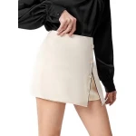 Skirt Look Off White Leather Shorts