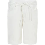 Tied Waist Off White Leather Shorts