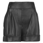 Turn Up Hem Black Leather Shorts
