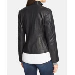Elegant Black Leather Jacket For Women