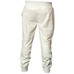 Mens Relaxed Fit Real  White Leather Joggers Sweat Pants