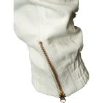 Mens Relaxed Fit Real  White Leather Joggers Sweat Pants