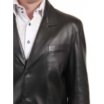 Best Genuine Real Lambskin Black Leather Blazer Coat for Men