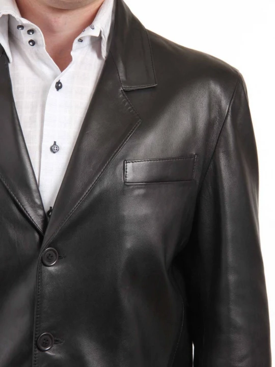 Best Genuine Real Lambskin Black Leather Blazer Coat for Men