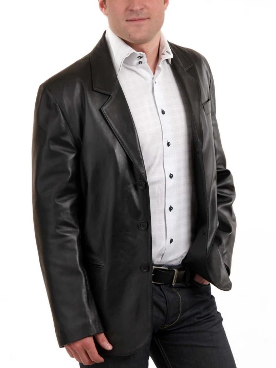 Best Genuine Real Lambskin Black Leather Blazer Coat for Men