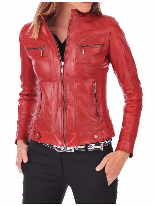 Best Real Womens Red Leather Jacket