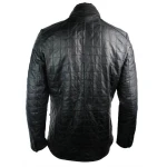 Celebrity Quilted Style Pure Black Leather Blazer for Men